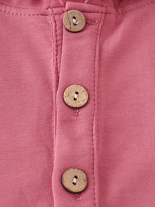 Pink button down hooded romper