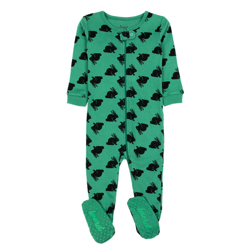 Baby footed Bunny green Easter pajamas