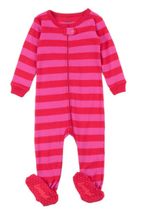 Pink and Red  Striped Footie