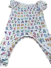 Load image into Gallery viewer, Bamboo baby romper ruffle sleeve and butt ABC