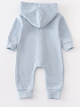 Load image into Gallery viewer, Baby blue button down hooded romper