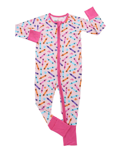 Pink crayon bamboo convertible romper