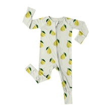 Load image into Gallery viewer, Pears on mint bamboo romper