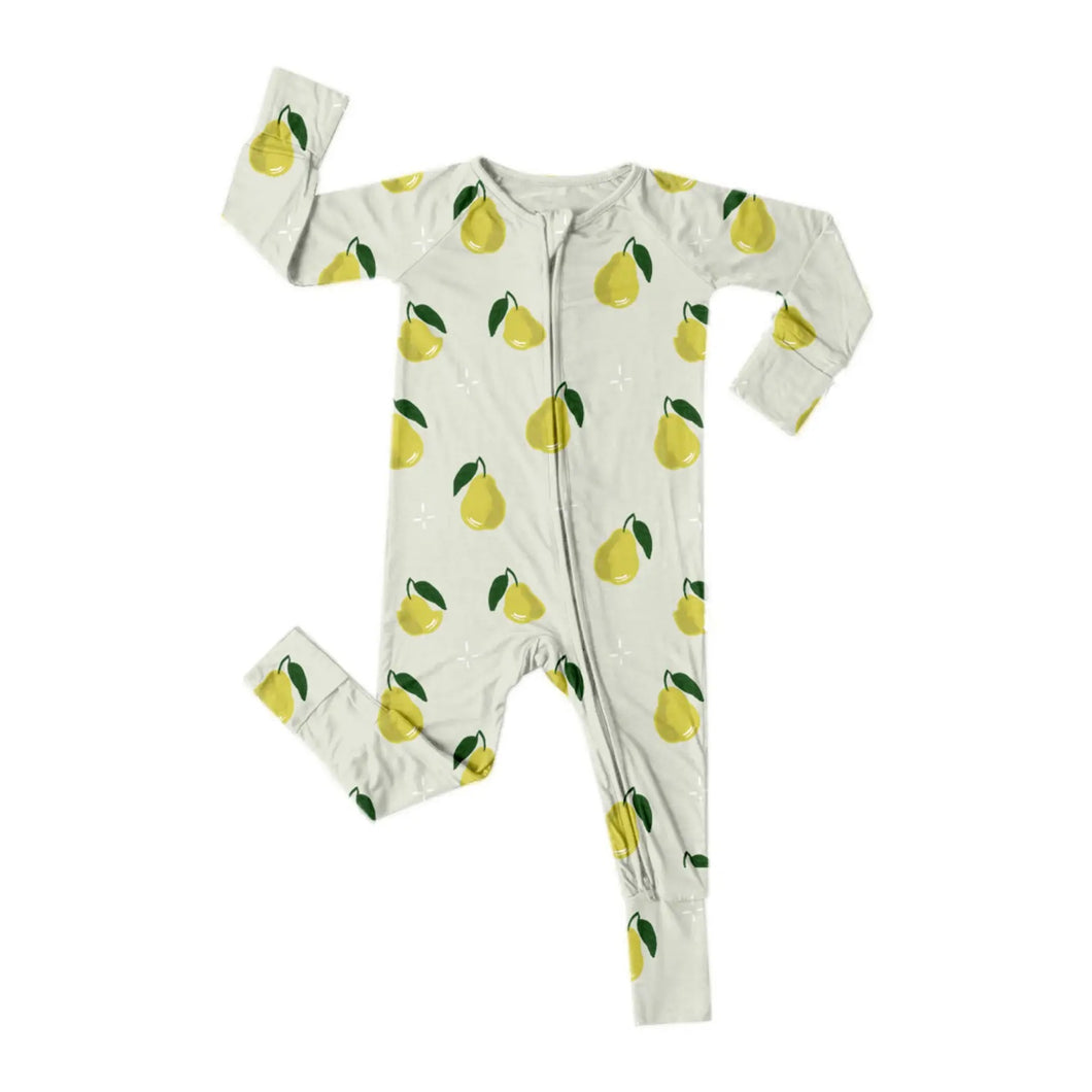 Pears on mint bamboo romper