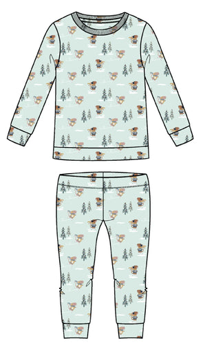 Christmas skating mice 2 piece pajamas