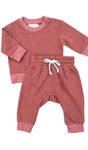 Rhubarb French terry harem jogger set