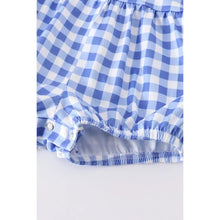 Load image into Gallery viewer, Blue gingham ruffle romper