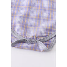 Load image into Gallery viewer, Lavender plaid baby shirt romper