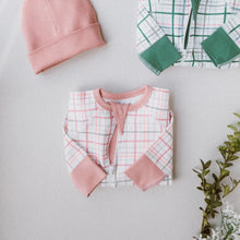 Load image into Gallery viewer, Blush Plaid Zip Romper