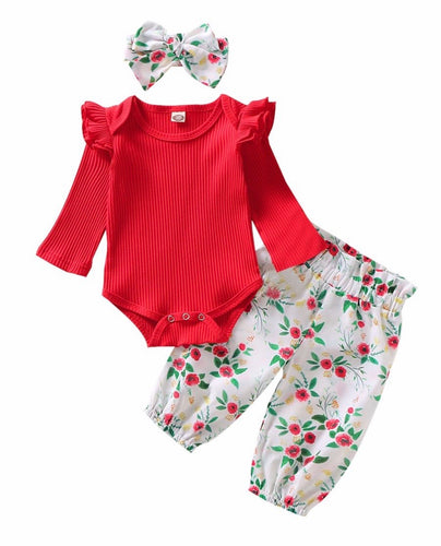 Red Floral 3pc Set