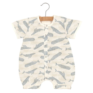 Blue shadow whale bamboo romper