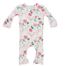 Load image into Gallery viewer, Bamboo baby romper Pink Flamingos