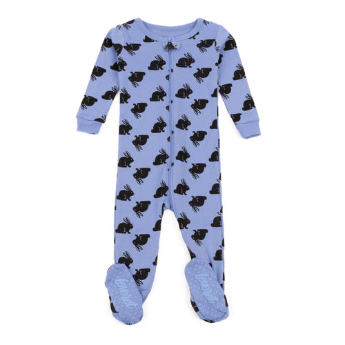 Baby footed bunny blue Easter pajamas