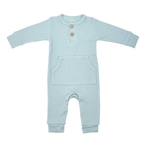 Baby ribbed playsuit with pockets Robbins Egg