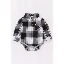 Load image into Gallery viewer, Black and white plaid Onsie shirt