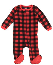 Load image into Gallery viewer, Red Plaid Fleece Footie