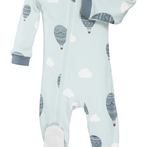 Blue sky high footed bodysuit