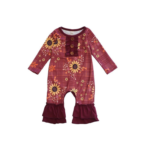 Maroon sunflower romper