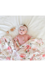 Extra Soft Stretchy Knit Swaddle Blanket: Painted Petals