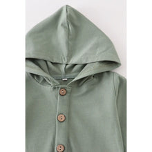 Load image into Gallery viewer, Sage button down hooded romper