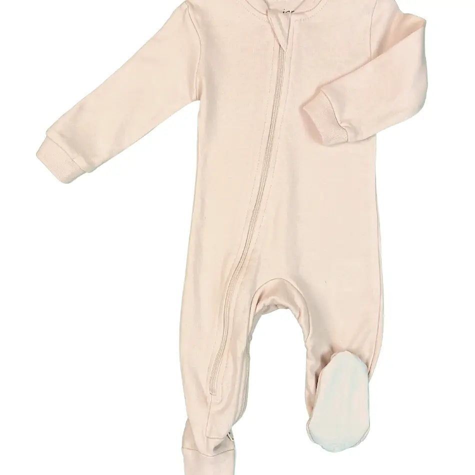 Blush footed baby suit