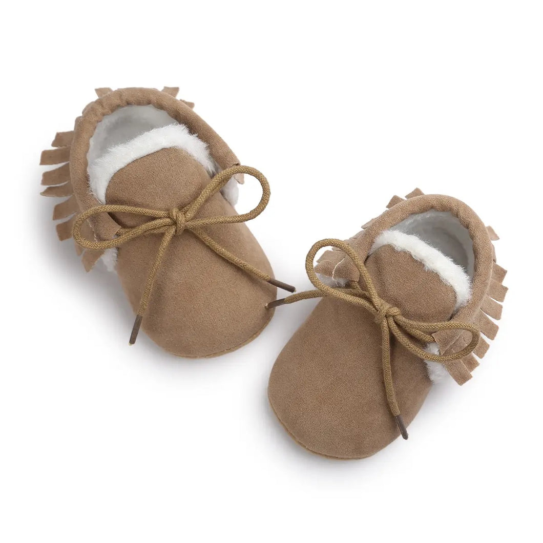 Comfy baby moccasins light brown