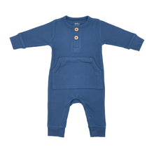 Load image into Gallery viewer, Baby ribbed play suit with pockets Navy