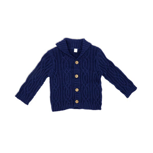 Navy knit cardigan and pants