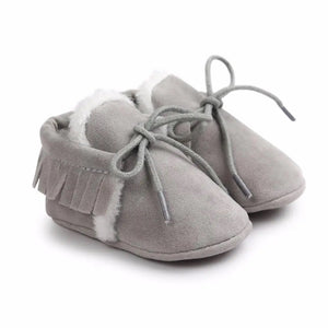 Comfy baby moccasins light grey