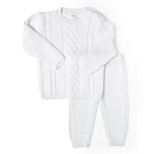 White Cable Knit Sweater Suit