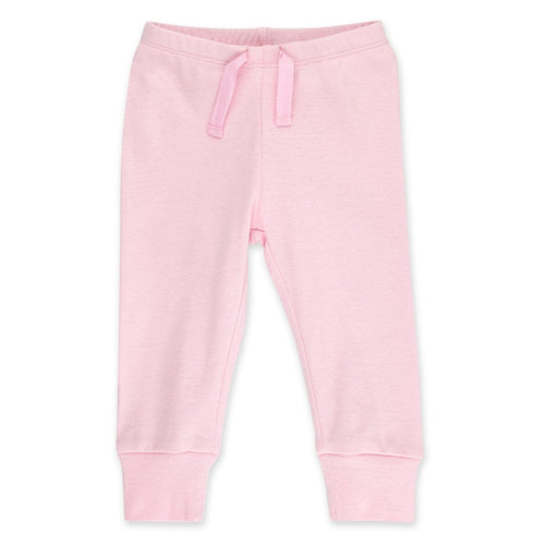 Organic cotton rib joggers- Baby Pink