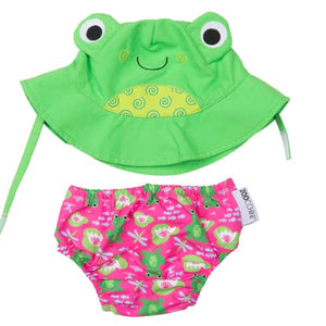 Frog Swim Diaper and Sunhat Set