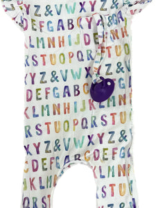 Bamboo baby romper ruffle sleeve and butt ABC
