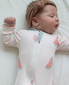 Watermelon wiggles footed bodysuit