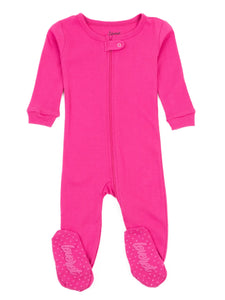 Hot pink footed cotton pajamas