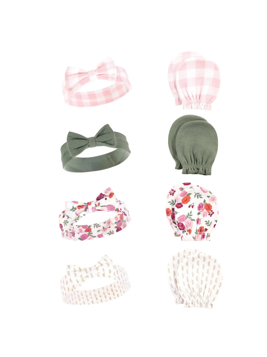 Hudson baby cotton headband and mitten set Floral