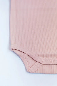 Powder pink short sleeve ribbed bodysuit