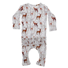 Load image into Gallery viewer, Bamboo baby romper Deer with ruffles