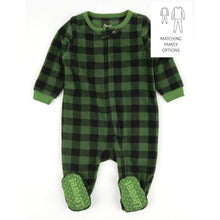Load image into Gallery viewer, Green Plaid Fleece Footie