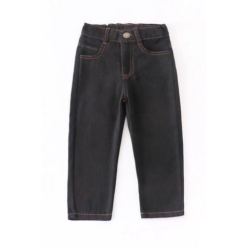 Black straight denim jeans