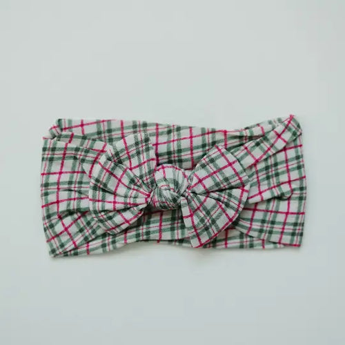 Holly jolly plaid Christmas nylon headband nylon