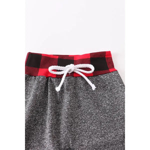 Grey and red plaid set