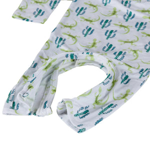 Bamboo baby romper Lizard cactus