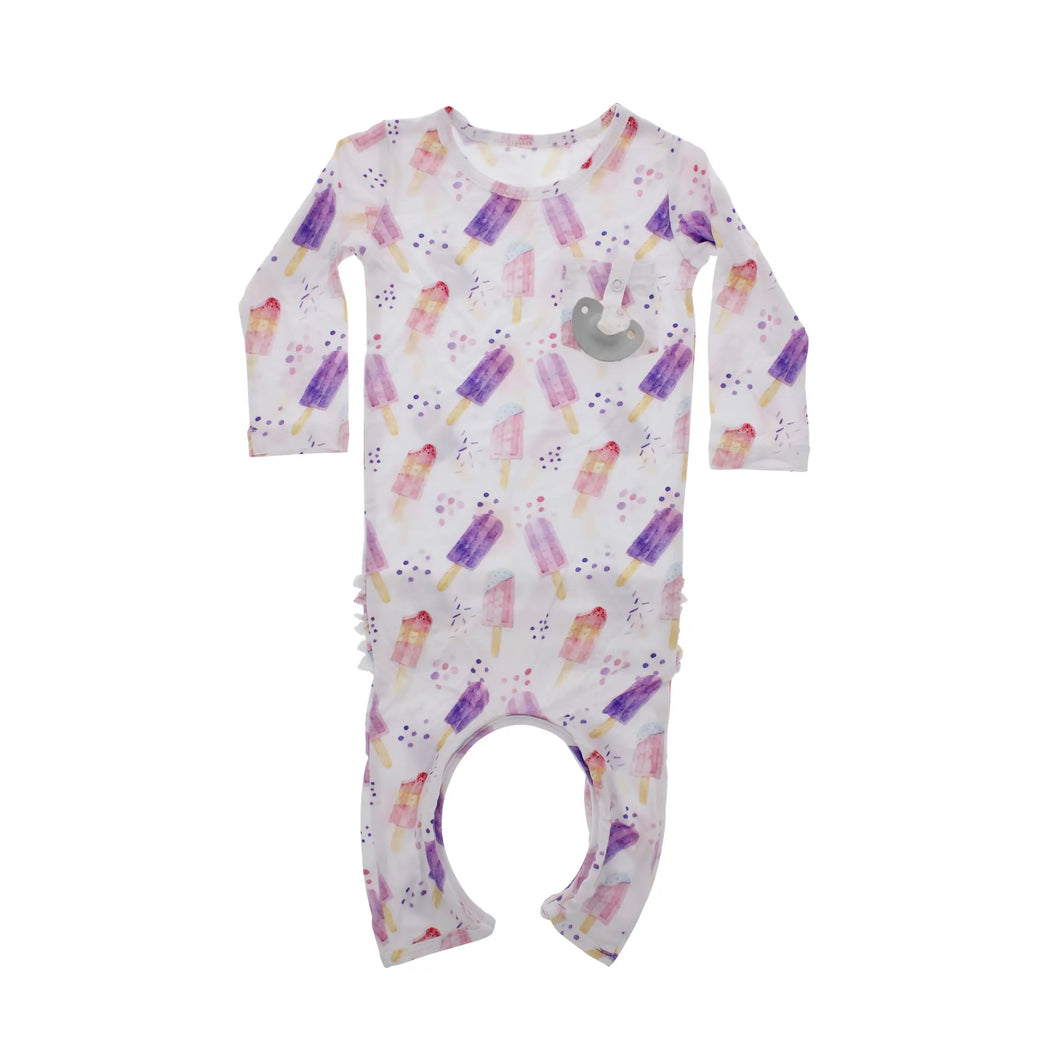 Bamboo baby romper with ruffles Popsicles