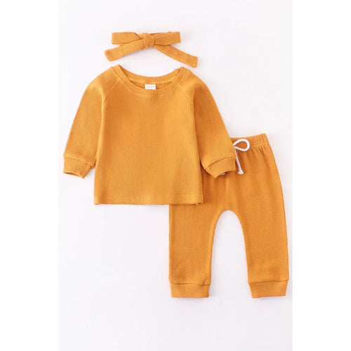 Mustard yellow waffle set