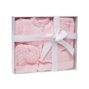 Pink knit layette set