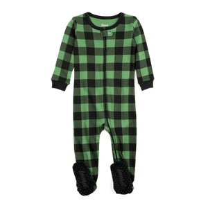 Black and green cotton plaid pajamas