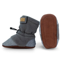 Load image into Gallery viewer, Heather grey adjustable stay put cozy booties