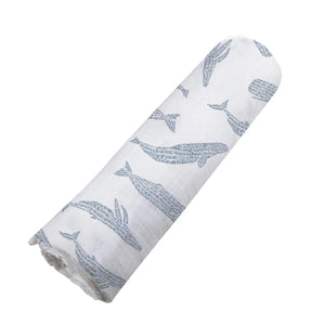 Blue shadow whale bamboo swaddle