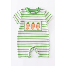 Load image into Gallery viewer, Green stripe carrot romper